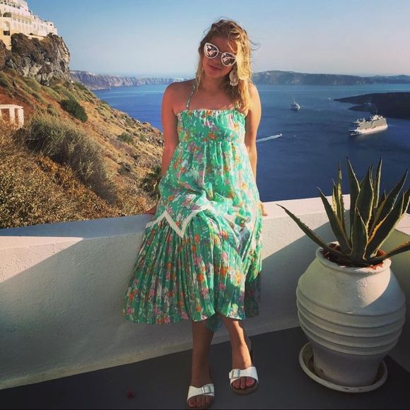 Like new Maeve from Anthropologie green strapless floral midi dress - small - Picture 1 of 3